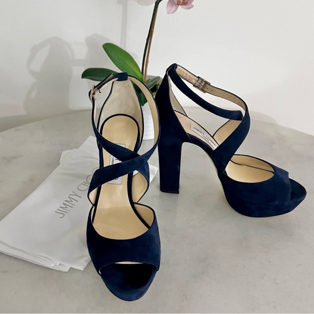 ♦️SOLD♦️ Jimmy Choo 120 Navy Platform Sandals EU40/US9